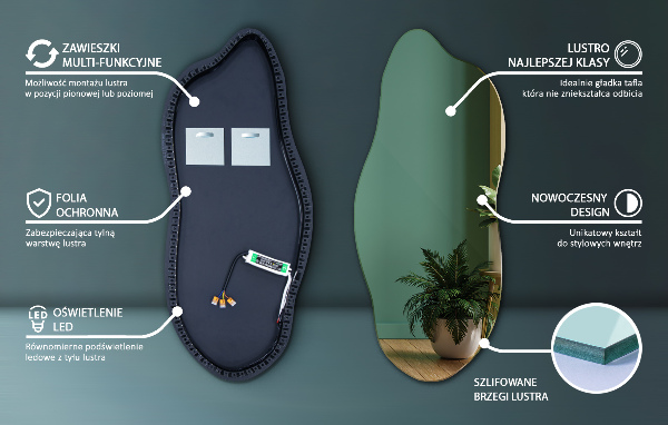 Nepravidelne led zrkadlo 35x80 cm