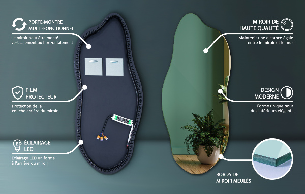 Nepravidelne led zrkadlo 35x80 cm