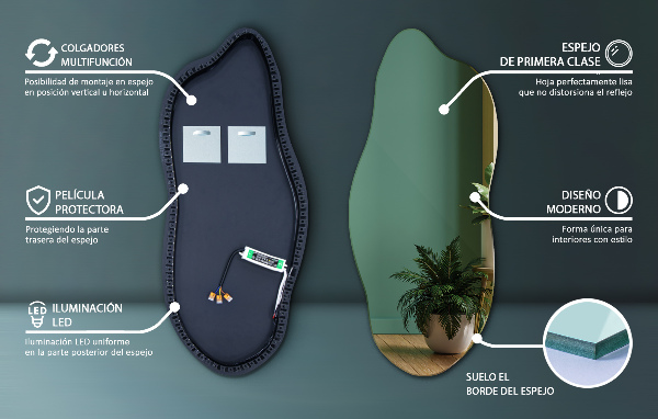 Nepravidelne led zrkadlo 35x80 cm