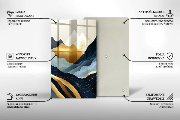 Kuchynská doska veľká zo skla Abstraktné hory