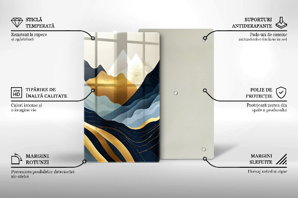 Kuchynská doska veľká zo skla Abstraktné hory