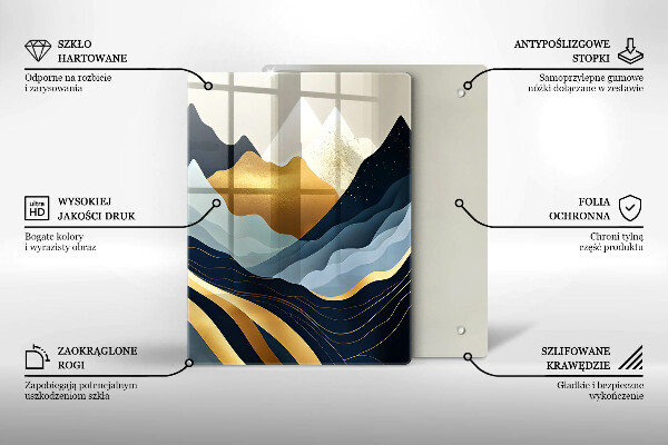 Kuchynská doska veľká zo skla Abstraktné hory