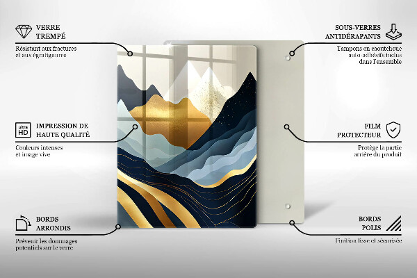 Kuchynská doska veľká zo skla Abstraktné hory