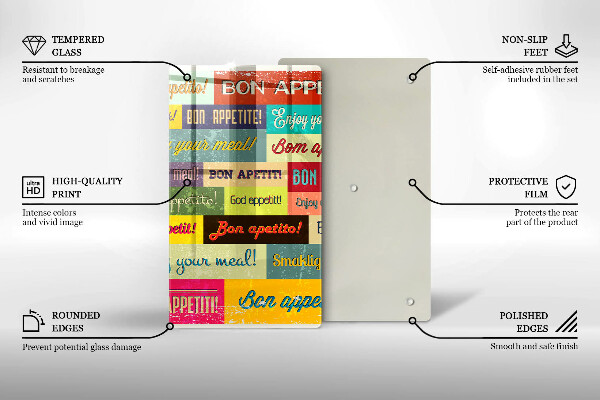 Kuchynská doska veľká zo skla Titulky Jazyky dobrej chuti