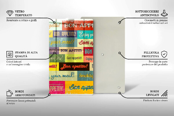 Kuchynská doska veľká zo skla Titulky Jazyky dobrej chuti