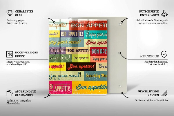 Kuchynská doska veľká zo skla Titulky Jazyky dobrej chuti
