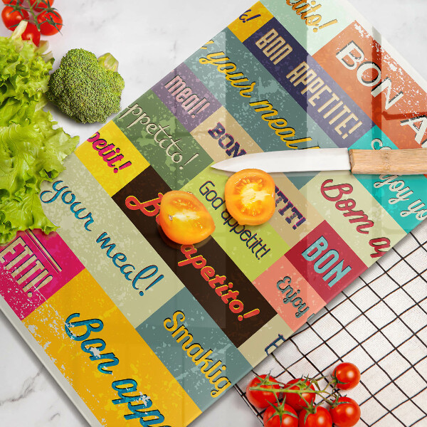 Kuchynská doska veľká zo skla Titulky Jazyky dobrej chuti