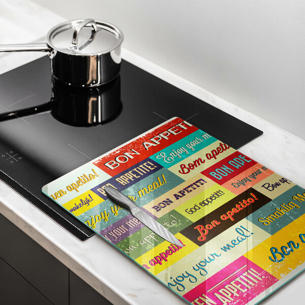 Kuchynská doska veľká zo skla Titulky Jazyky dobrej chuti
