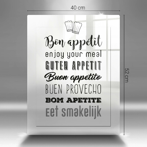 Kuchynská doska veľká zo skla Nápis do kuchyne hovorí