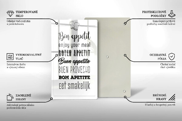 Kuchynská doska veľká zo skla Nápis do kuchyne hovorí