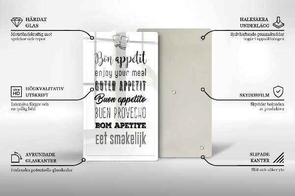 Kuchynská doska veľká zo skla Nápis do kuchyne hovorí