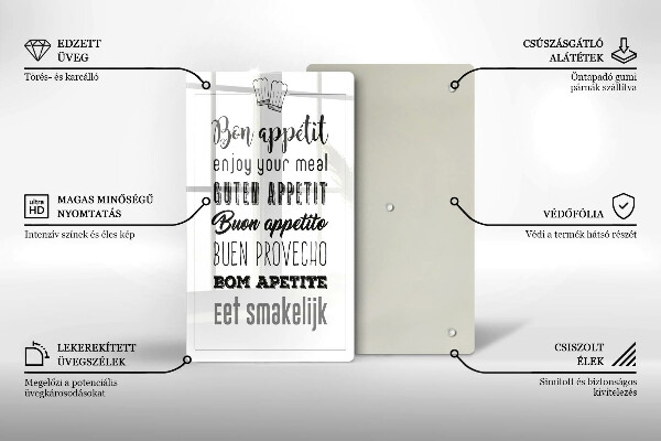 Kuchynská doska veľká zo skla Nápis do kuchyne hovorí