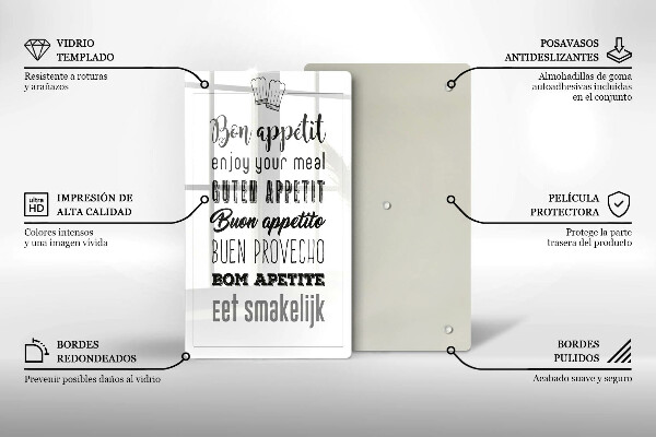 Kuchynská doska veľká zo skla Nápis do kuchyne hovorí