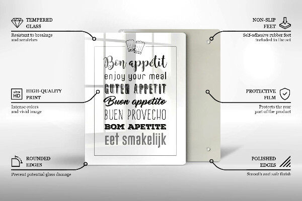 Kuchynská doska veľká zo skla Nápis do kuchyne hovorí