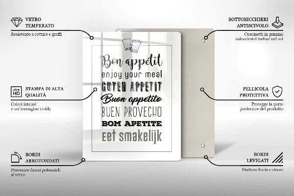 Kuchynská doska veľká zo skla Nápis do kuchyne hovorí