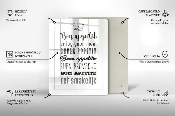 Kuchynská doska veľká zo skla Nápis do kuchyne hovorí