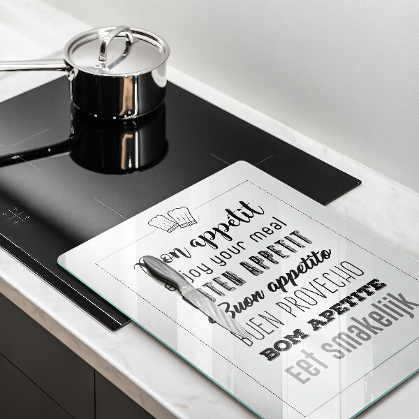 Kuchynská doska veľká zo skla Nápis do kuchyne hovorí