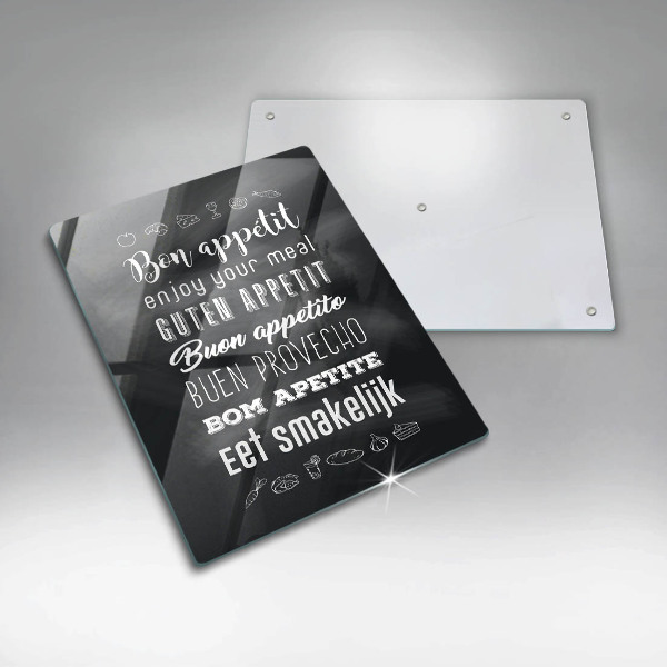 Kuchynská doska veľká zo skla Nápis do kuchyne hovorí