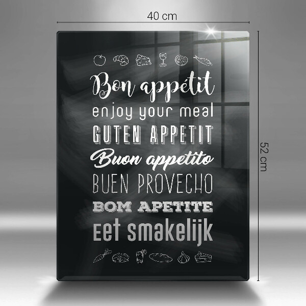 Kuchynská doska veľká zo skla Nápis do kuchyne hovorí