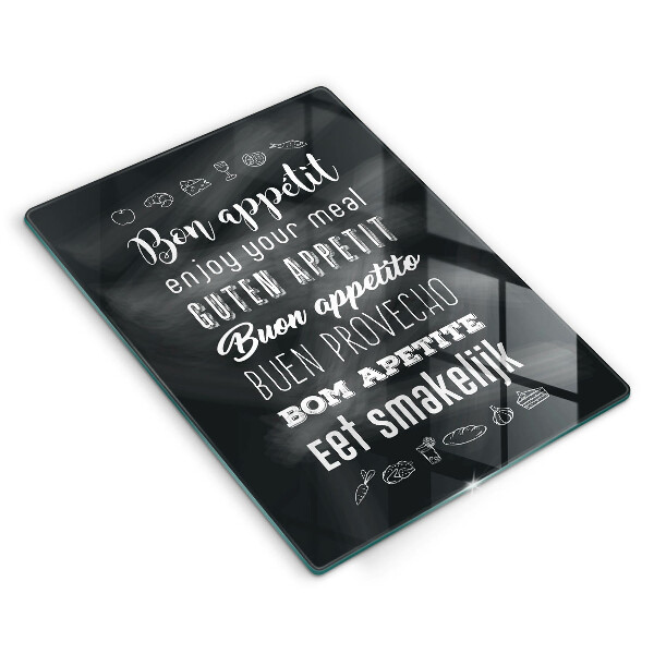 Kuchynská doska veľká zo skla Nápis do kuchyne hovorí