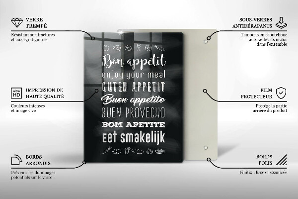 Kuchynská doska veľká zo skla Nápis do kuchyne hovorí