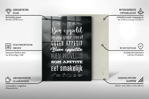 Kuchynská doska veľká zo skla Nápis do kuchyne hovorí