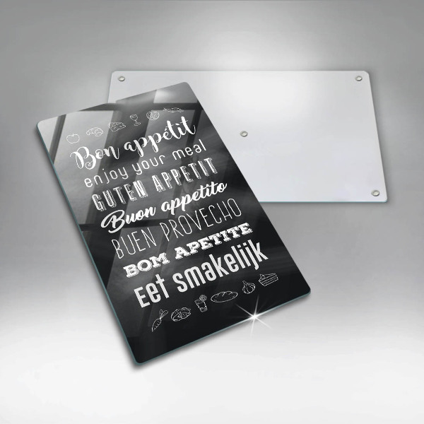 Kuchynská doska veľká zo skla Nápis do kuchyne hovorí