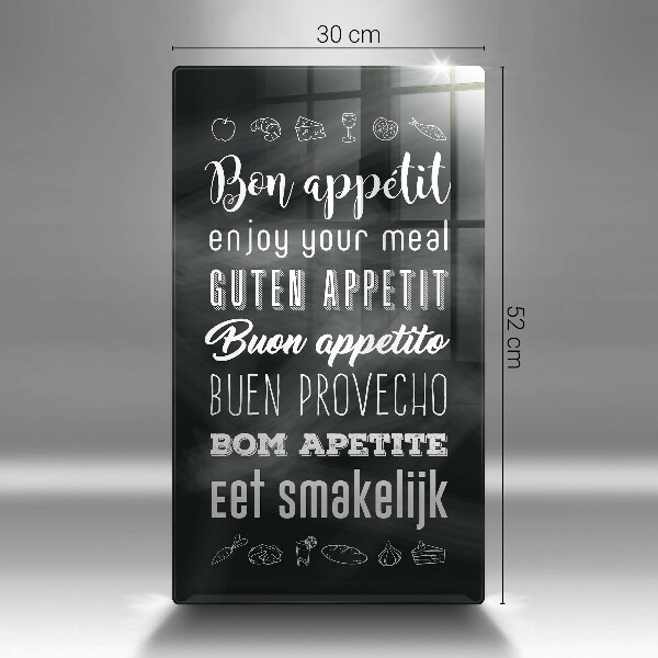 Kuchynská doska veľká zo skla Nápis do kuchyne hovorí