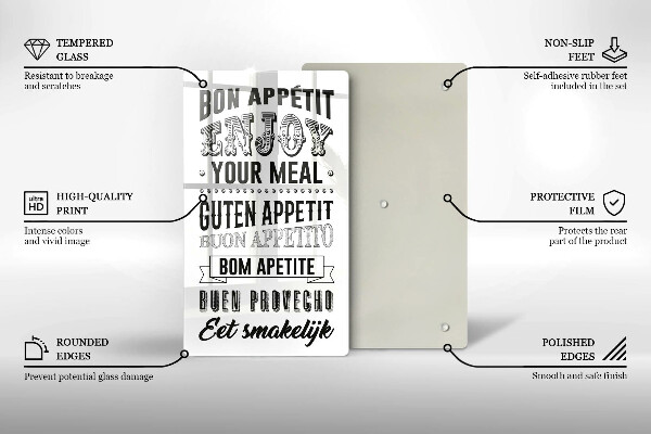 Kuchynská doska veľká zo skla Nápis do kuchyne veta