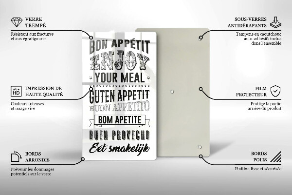 Kuchynská doska veľká zo skla Nápis do kuchyne veta