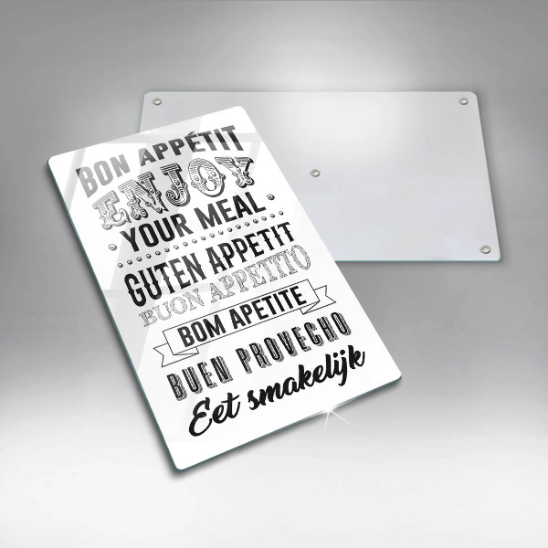 Kuchynská doska veľká zo skla Nápis do kuchyne veta