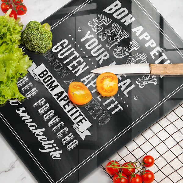 Kuchynská doska veľká zo skla Nápis do kuchyne veta