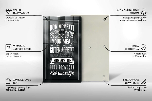 Kuchynská doska veľká zo skla Nápis do kuchyne veta