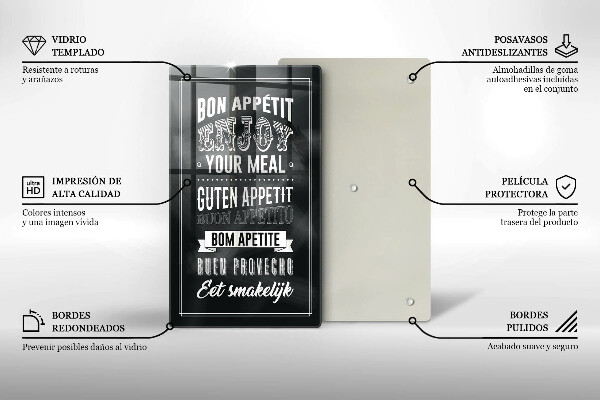 Kuchynská doska veľká zo skla Nápis do kuchyne veta