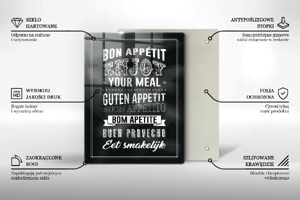 Kuchynská doska veľká zo skla Nápis do kuchyne veta