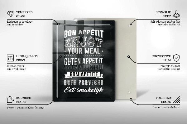 Kuchynská doska veľká zo skla Nápis do kuchyne veta