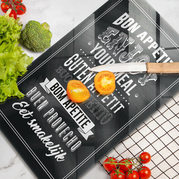 Kuchynská doska veľká zo skla Nápis do kuchyne veta