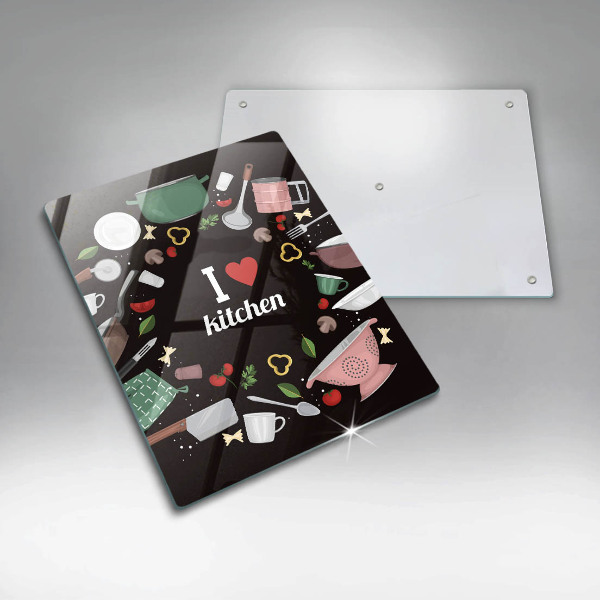 Kuchynská doska veľká zo skla I love kitchen