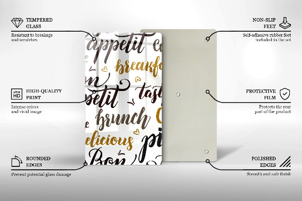 Kuchynská doska veľká zo skla Bon appetit
