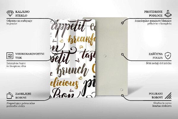 Kuchynská doska veľká zo skla Bon appetit