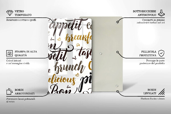 Kuchynská doska veľká zo skla Bon appetit