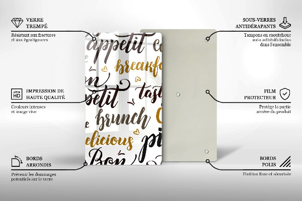 Kuchynská doska veľká zo skla Bon appetit