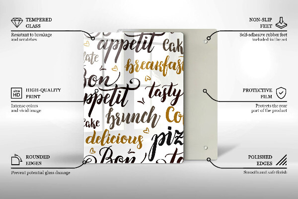 Kuchynská doska veľká zo skla Bon appetit