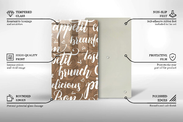 Kuchynská doska veľká zo skla Bon appetit