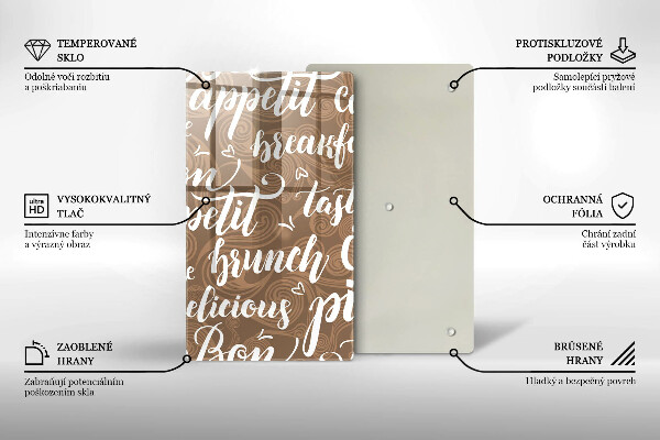 Kuchynská doska veľká zo skla Bon appetit