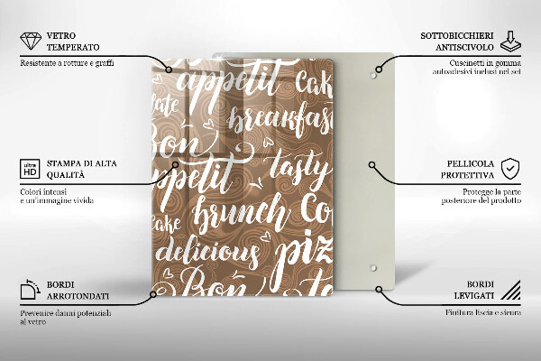 Kuchynská doska veľká zo skla Bon appetit