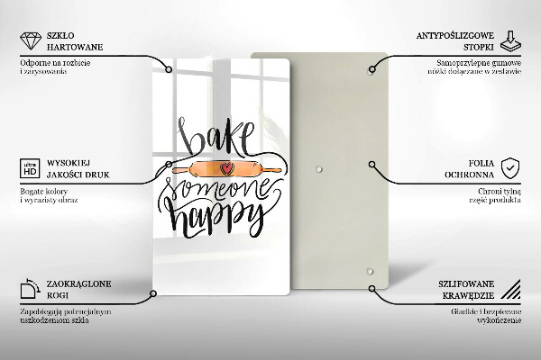 Kuchynská doska veľká zo skla Bake someone happy