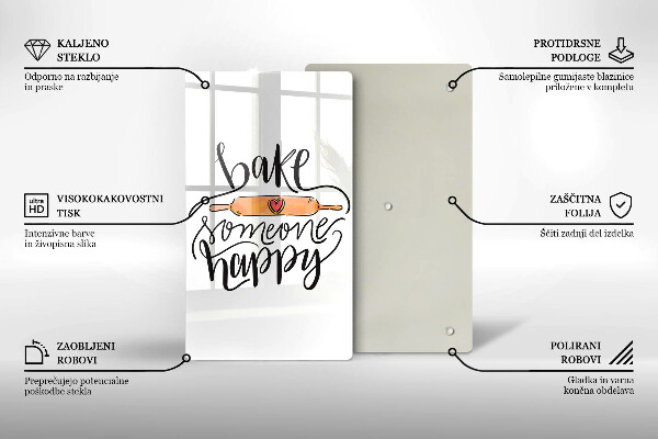 Kuchynská doska veľká zo skla Bake someone happy