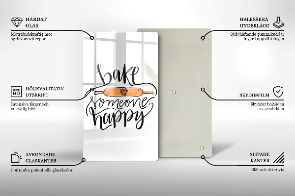 Kuchynská doska veľká zo skla Bake someone happy