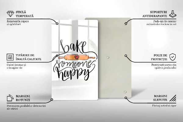 Kuchynská doska veľká zo skla Bake someone happy